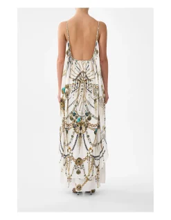 OPEN BACK LONG CAPE DRESS