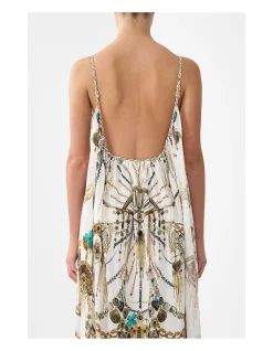 OPEN BACK LONG CAPE DRESS