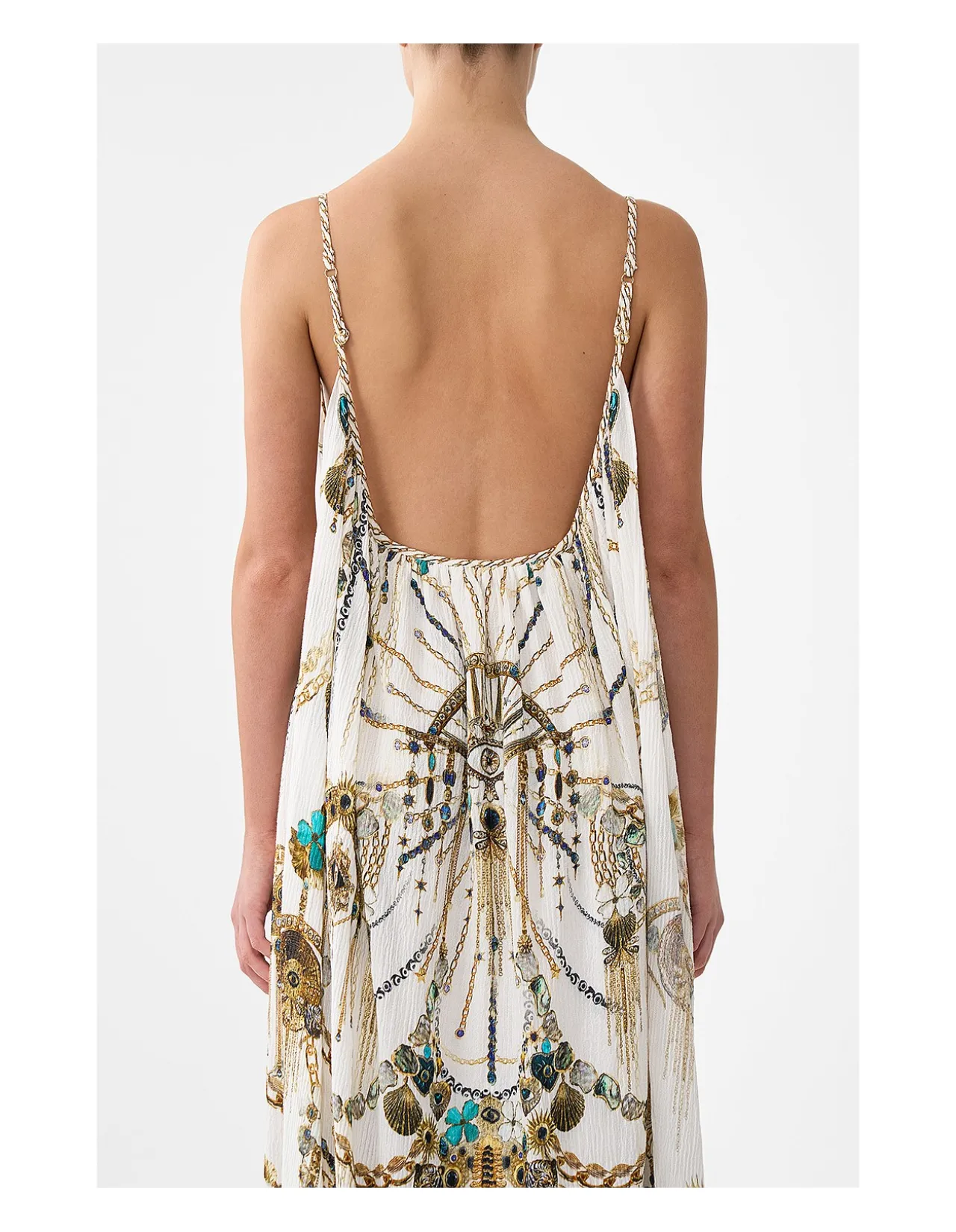 OPEN BACK LONG CAPE DRESS