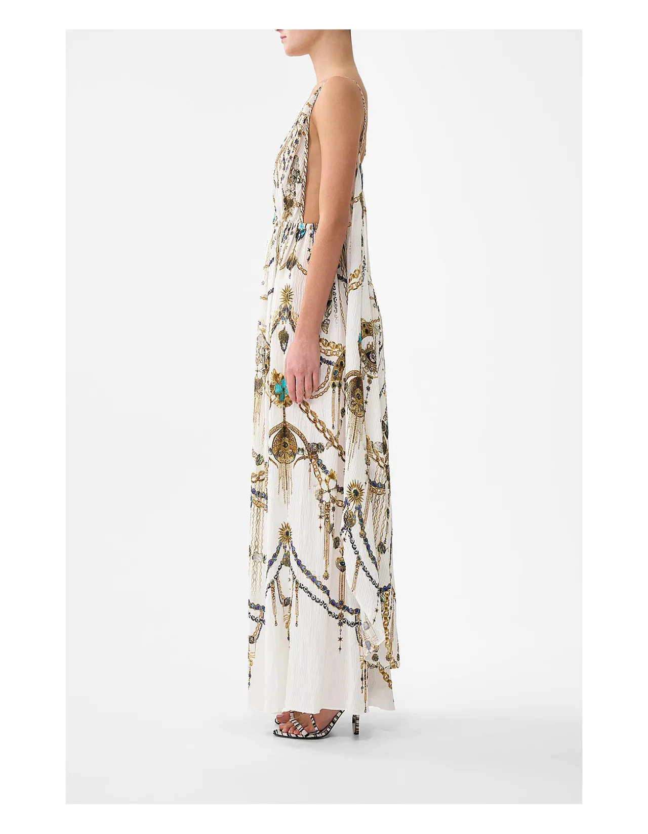 OPEN BACK LONG CAPE DRESS