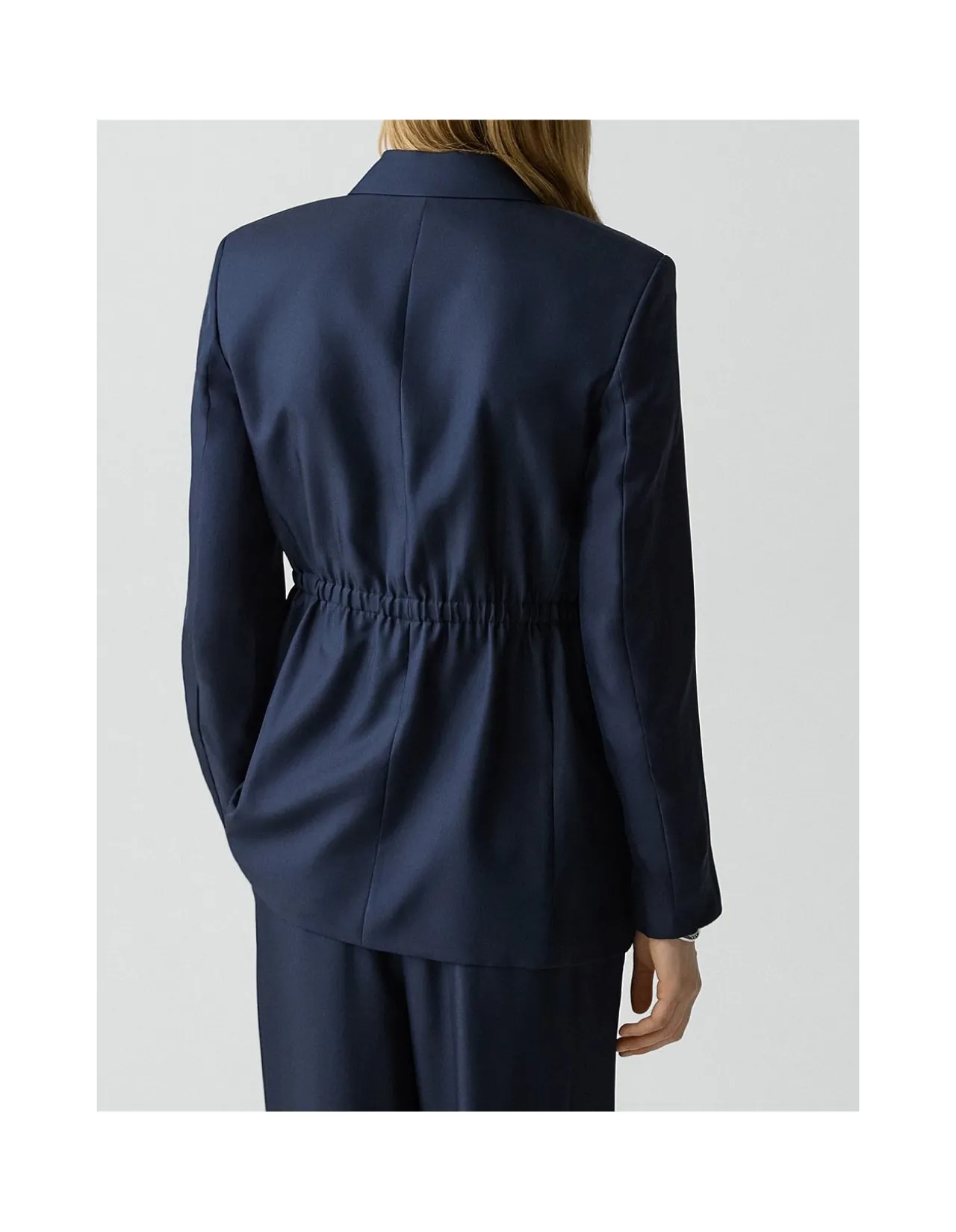 Oversized Cinch Waist Blazer in Silk Twill