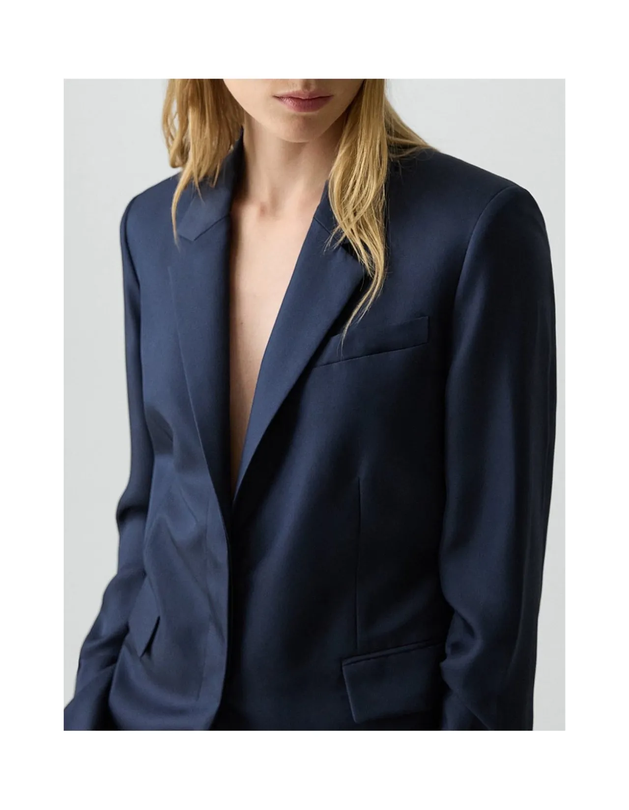 Oversized Cinch Waist Blazer in Silk Twill