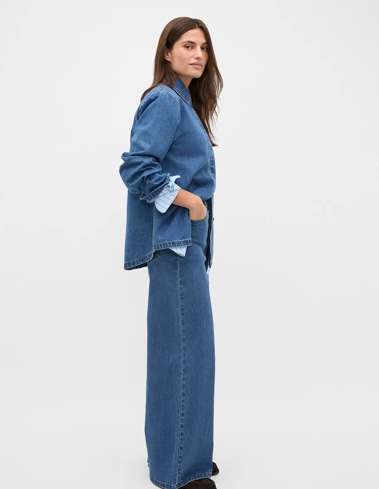 Palazzo High Rise Wide Leg Denim Jean