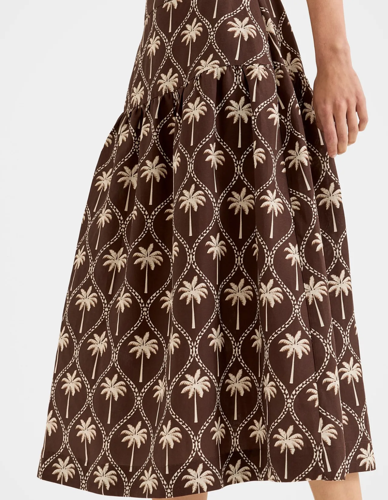 PALMS LINEN MIDI SKIRT