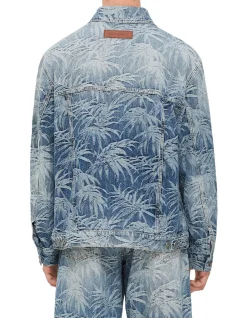 Palms Wash Denim Jacket with Jacquard Graphics