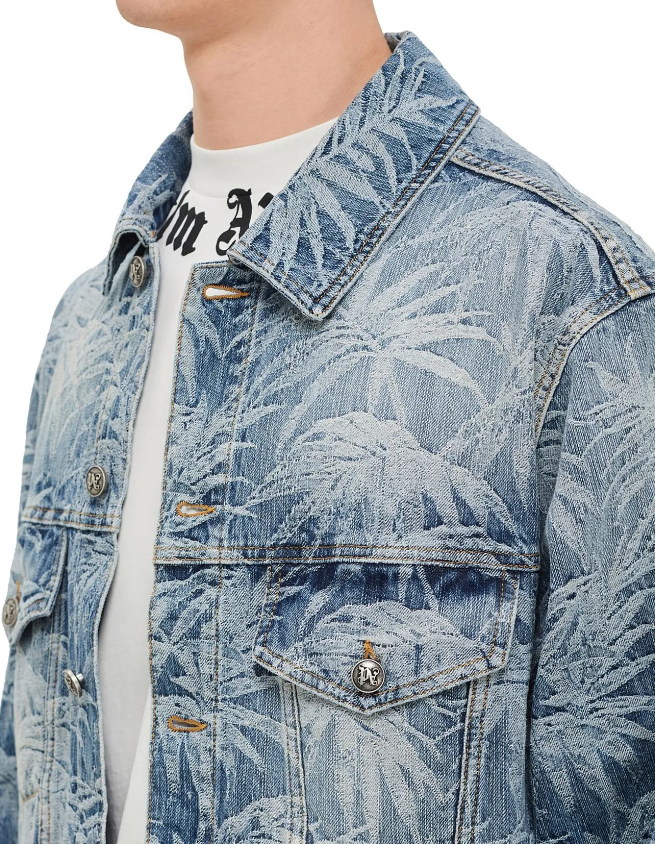 Palms Wash Denim Jacket with Jacquard Graphics