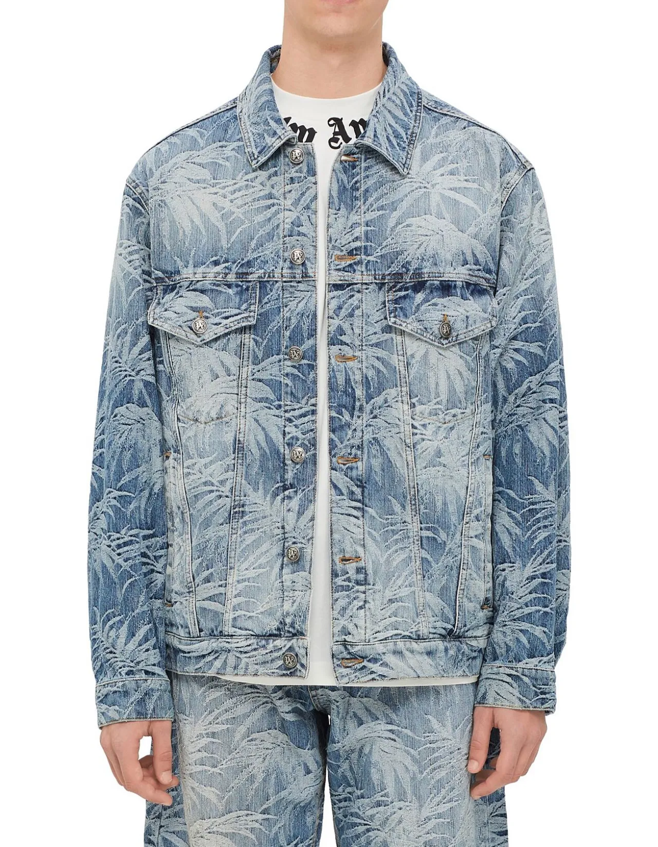Palms Wash Denim Jacket with Jacquard Graphics