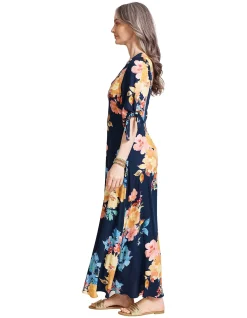 Parisio Floral Tie Sleeve Maxi Dress