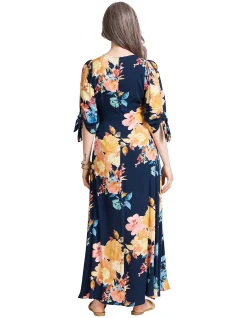 Parisio Floral Tie Sleeve Maxi Dress