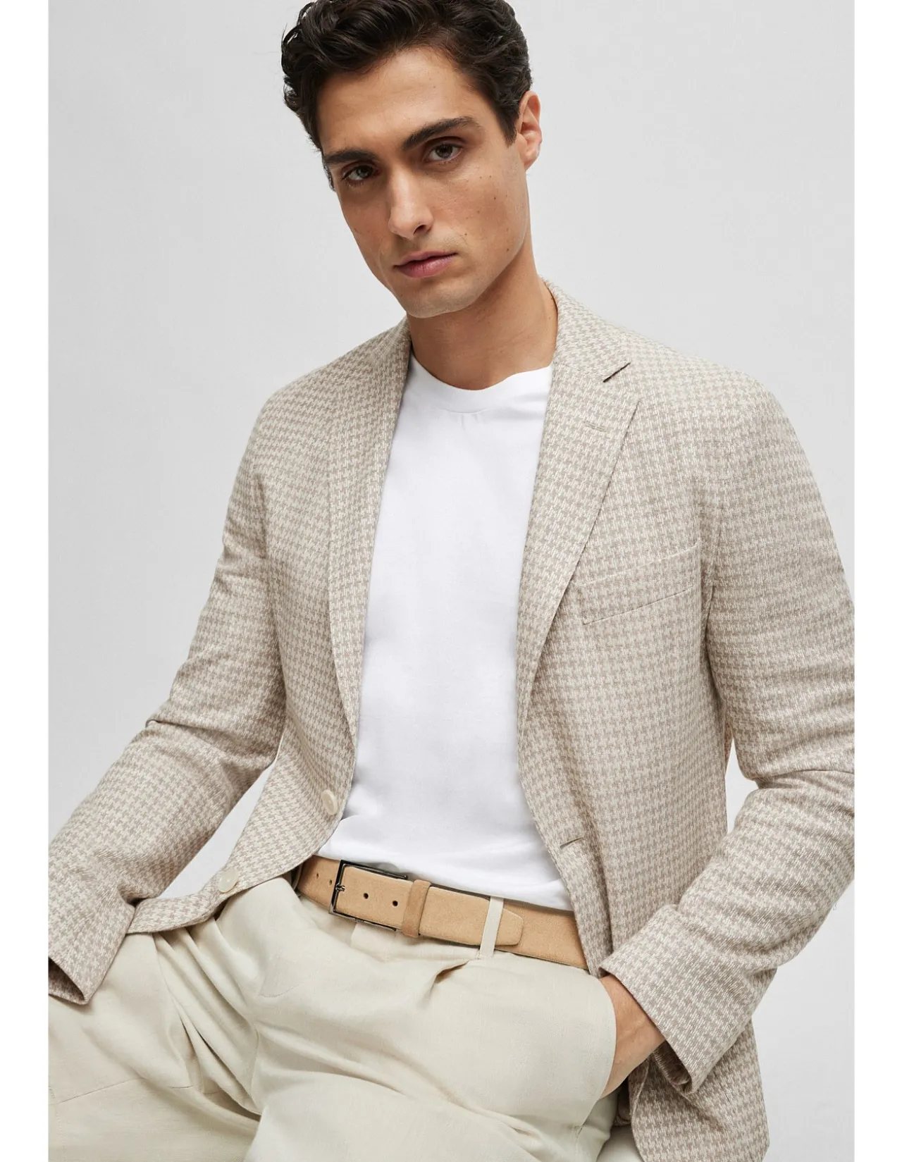 Patterned Slim-Fit Jacket in Jersey