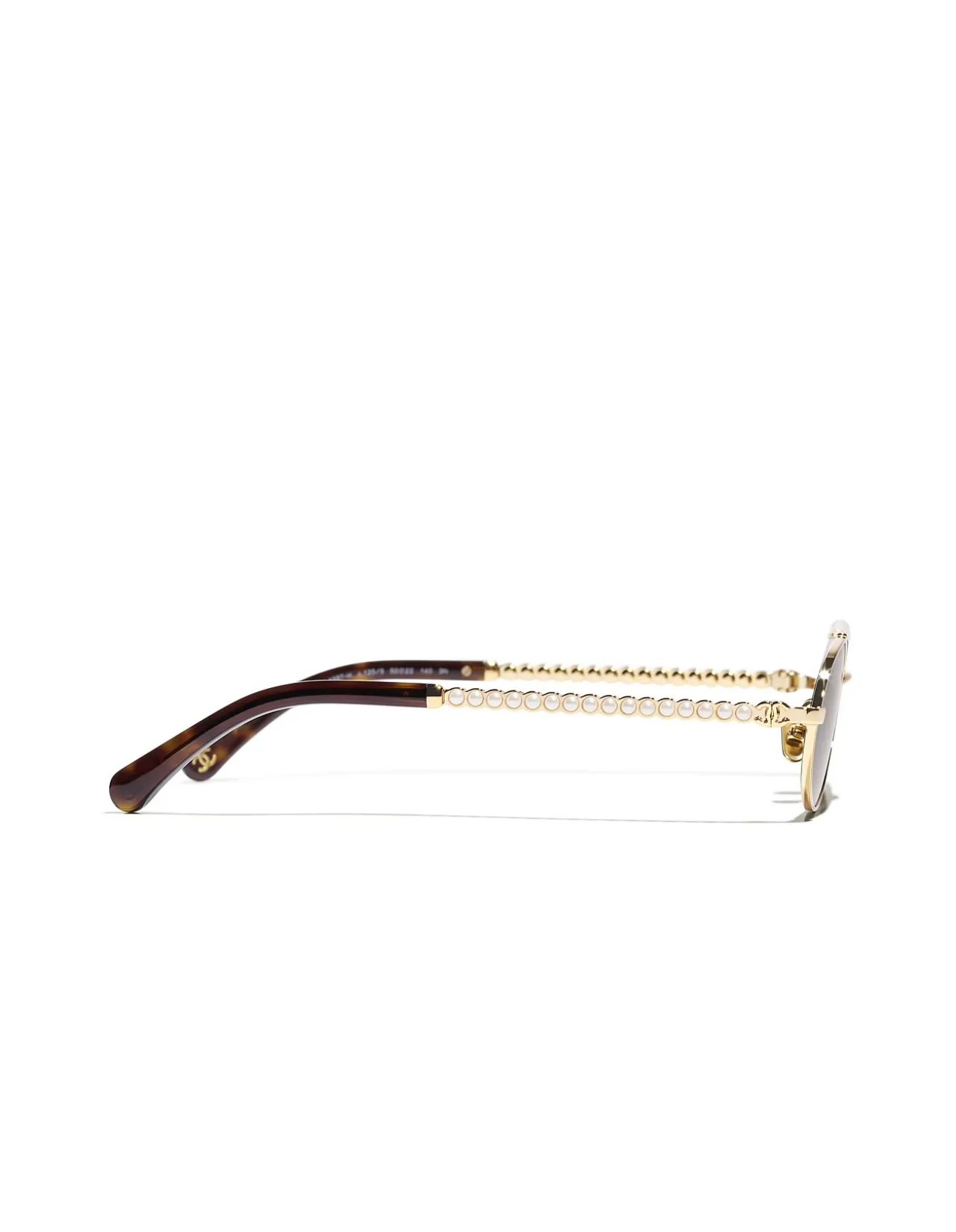 Pearl Bar Gold Oval Frame Sunglasses