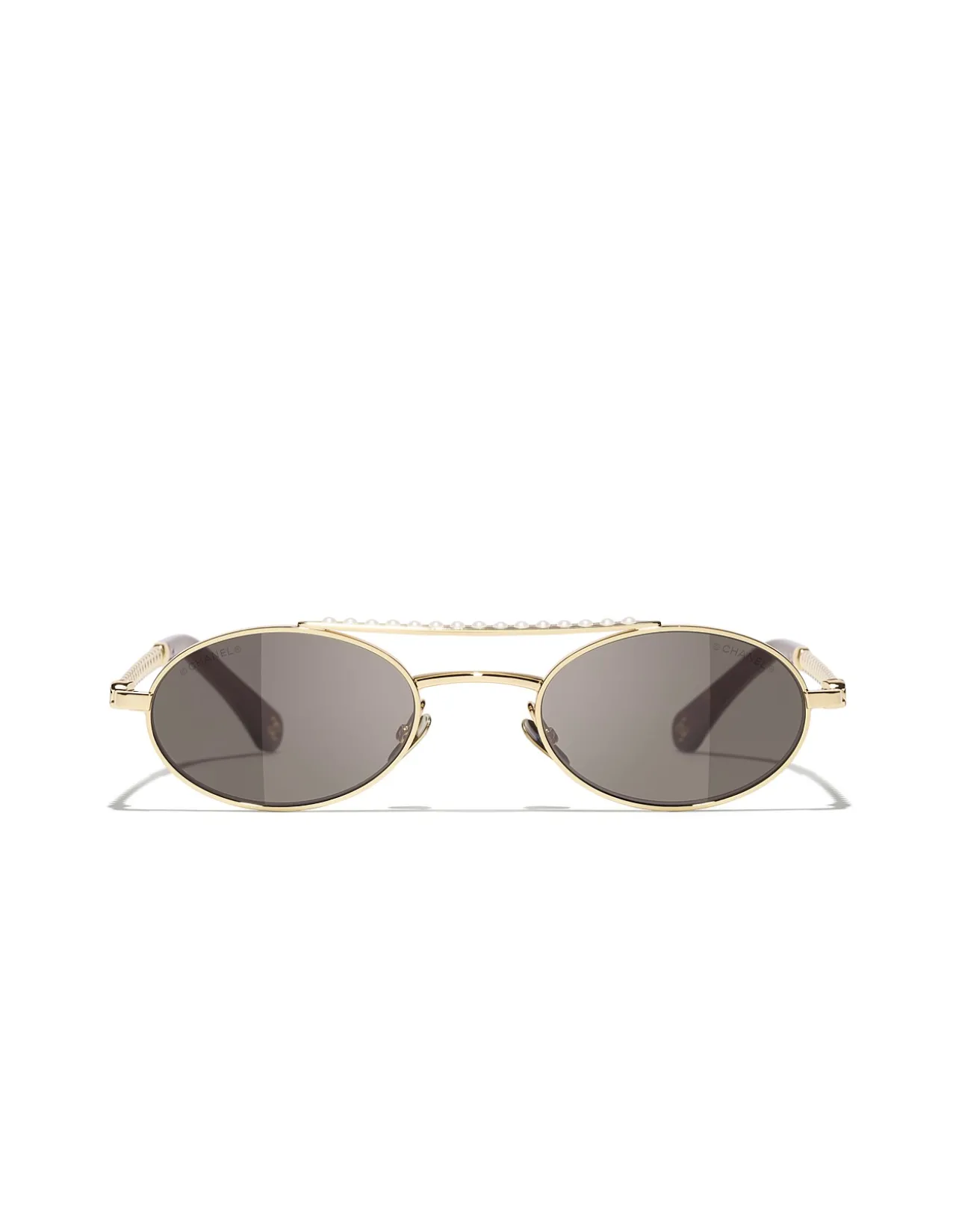 Pearl Bar Gold Oval Frame Sunglasses