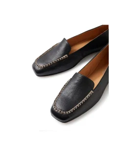 Peridot Woven Trim Leather Loafers