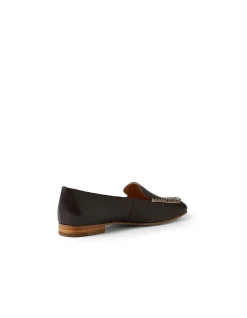 Peridot Woven Trim Leather Loafers