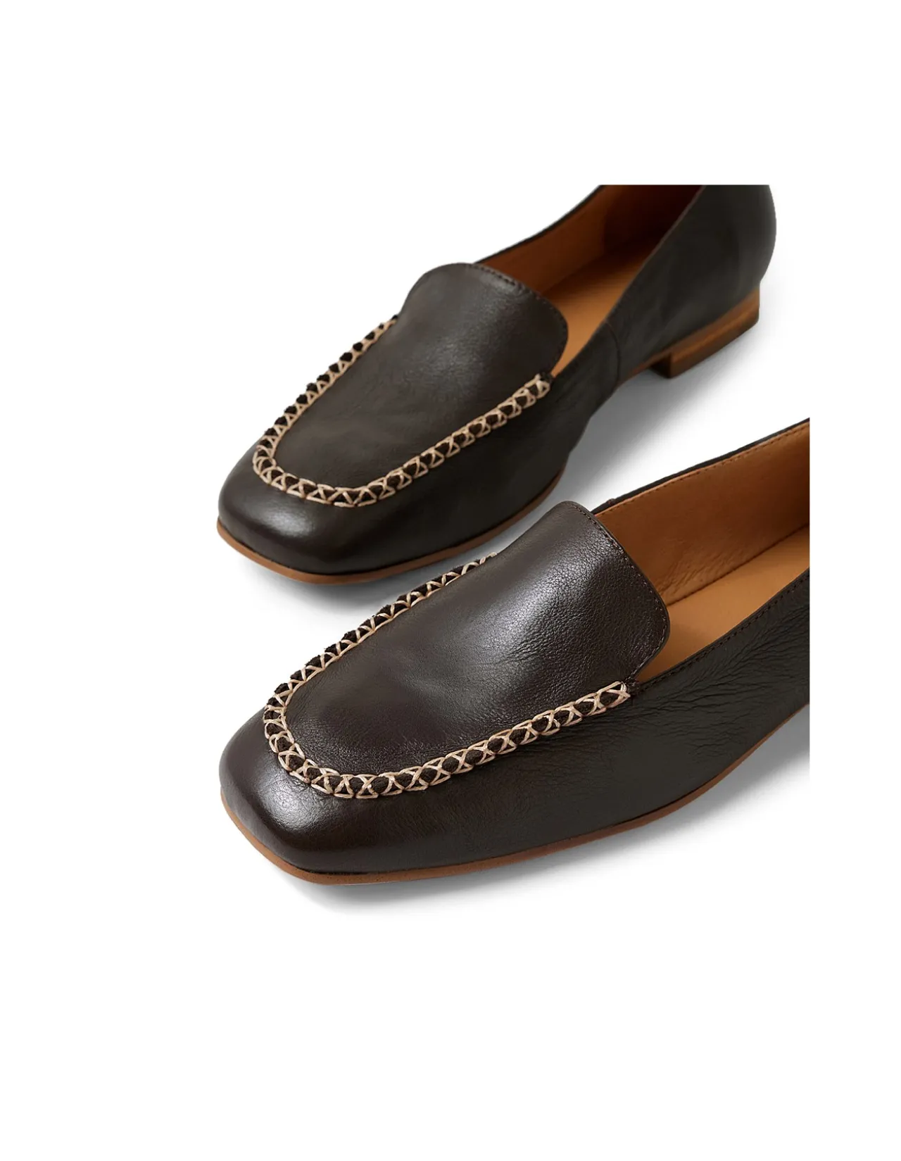 Peridot Woven Trim Leather Loafers