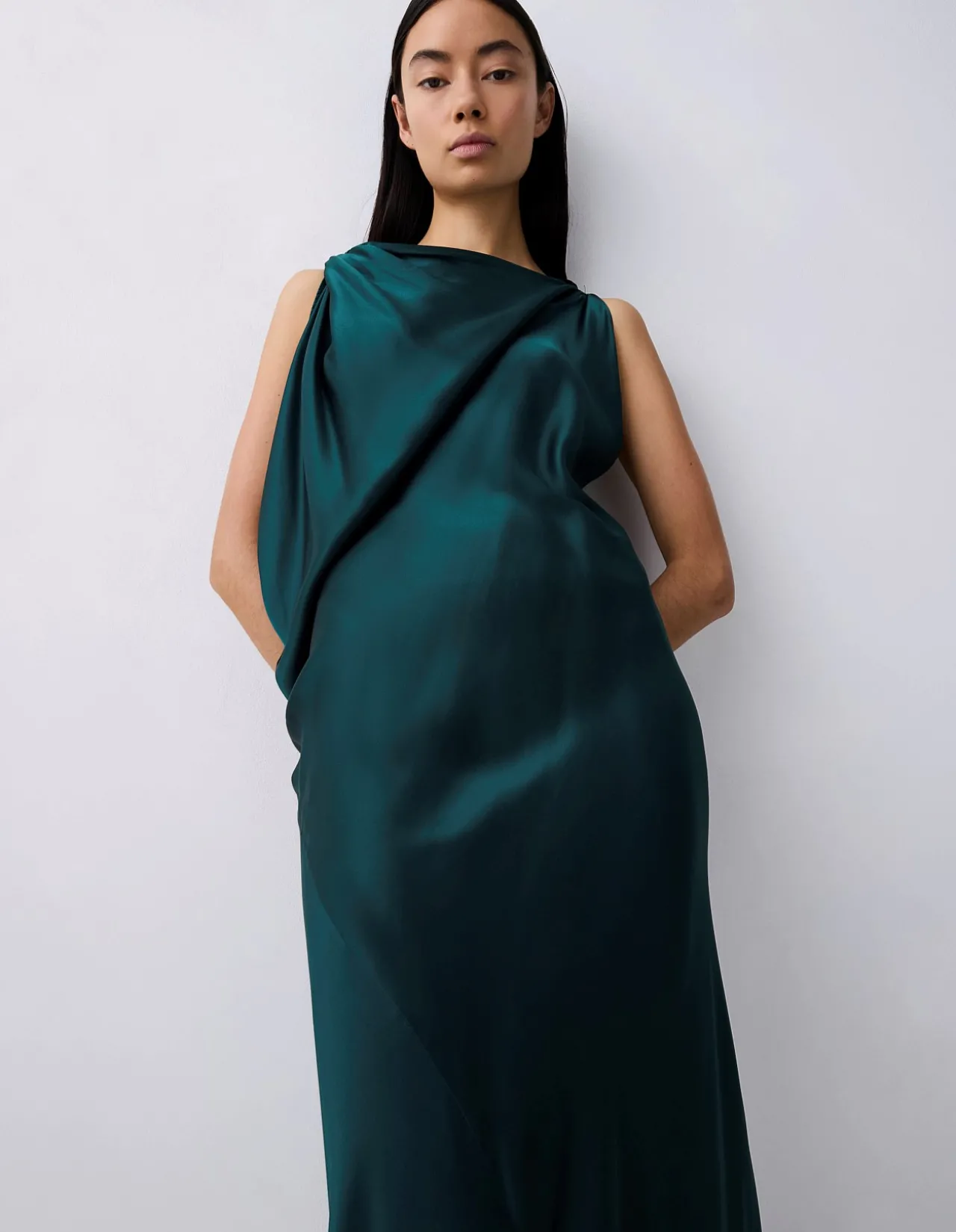 PETROL SILK SATIN ROMA GOWN