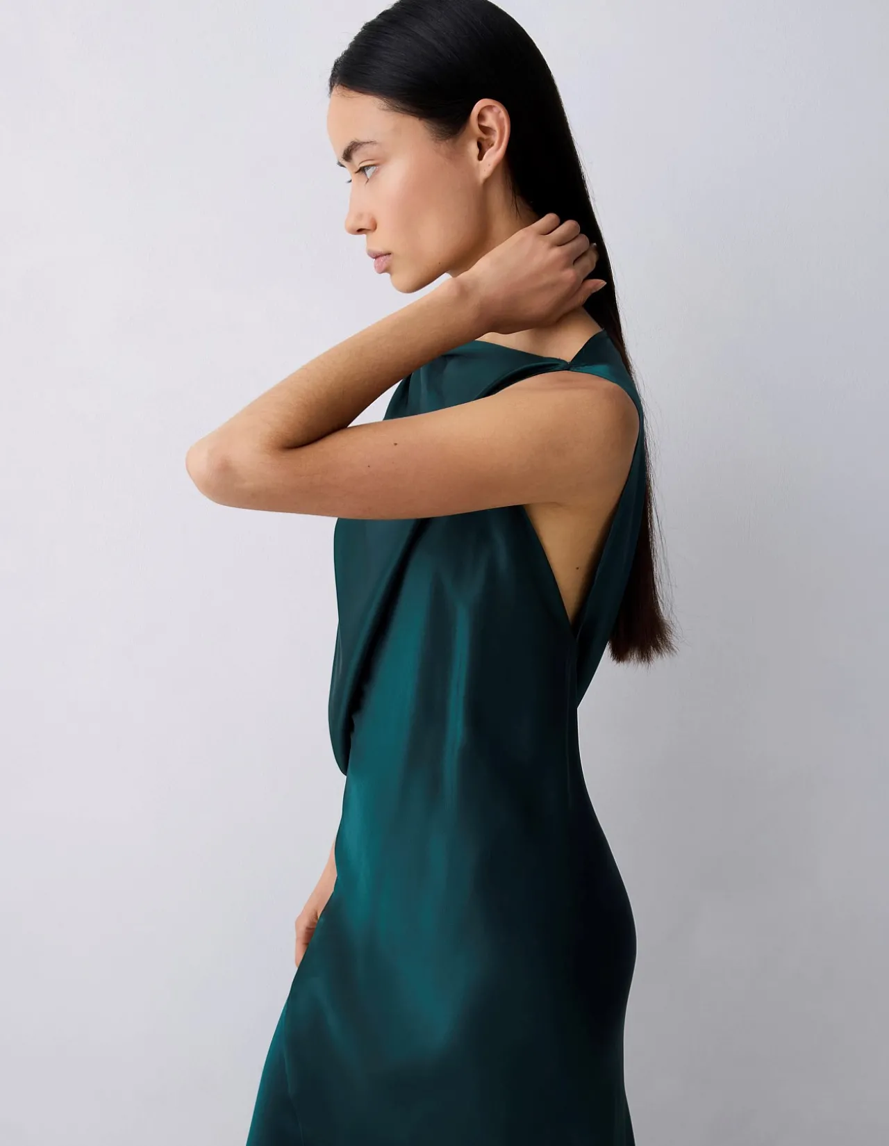 PETROL SILK SATIN ROMA GOWN