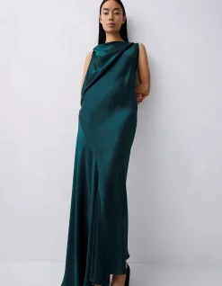 PETROL SILK SATIN ROMA GOWN