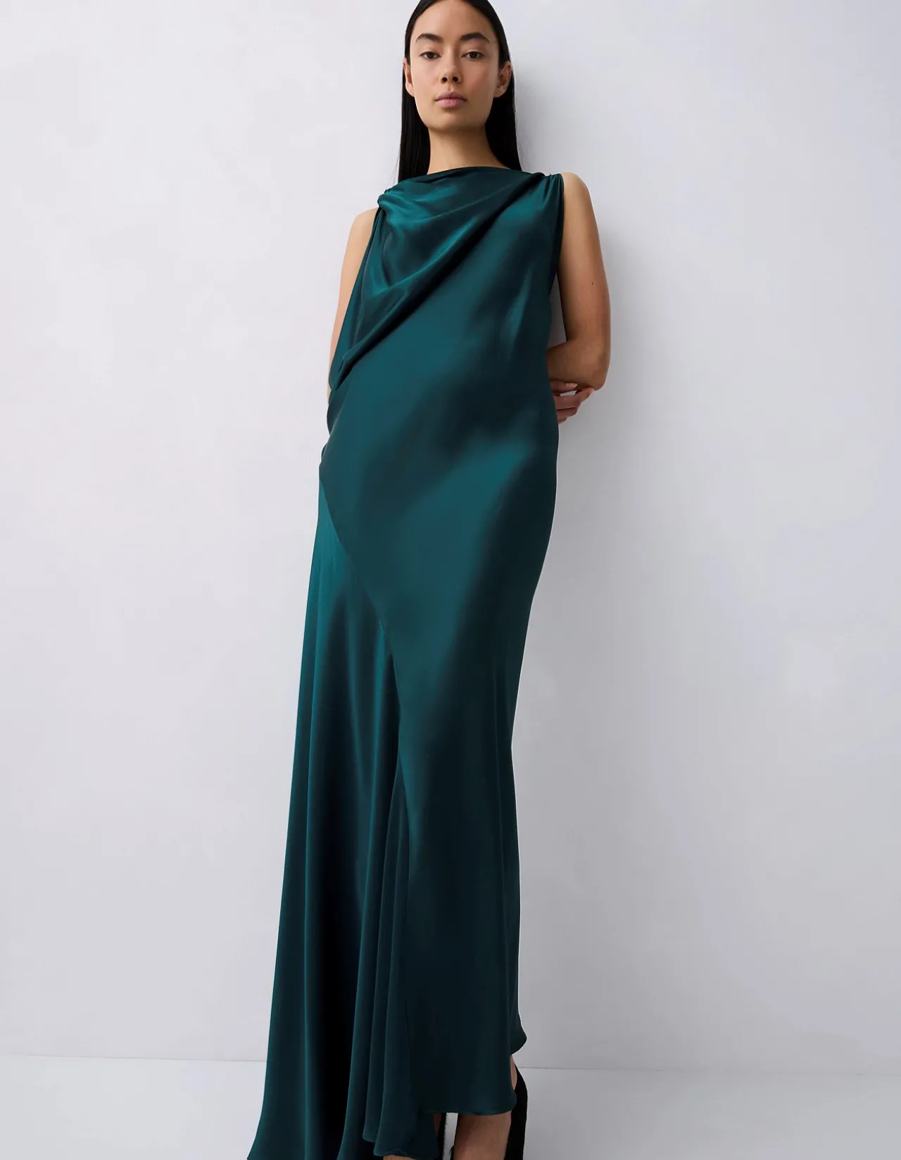PETROL SILK SATIN ROMA GOWN