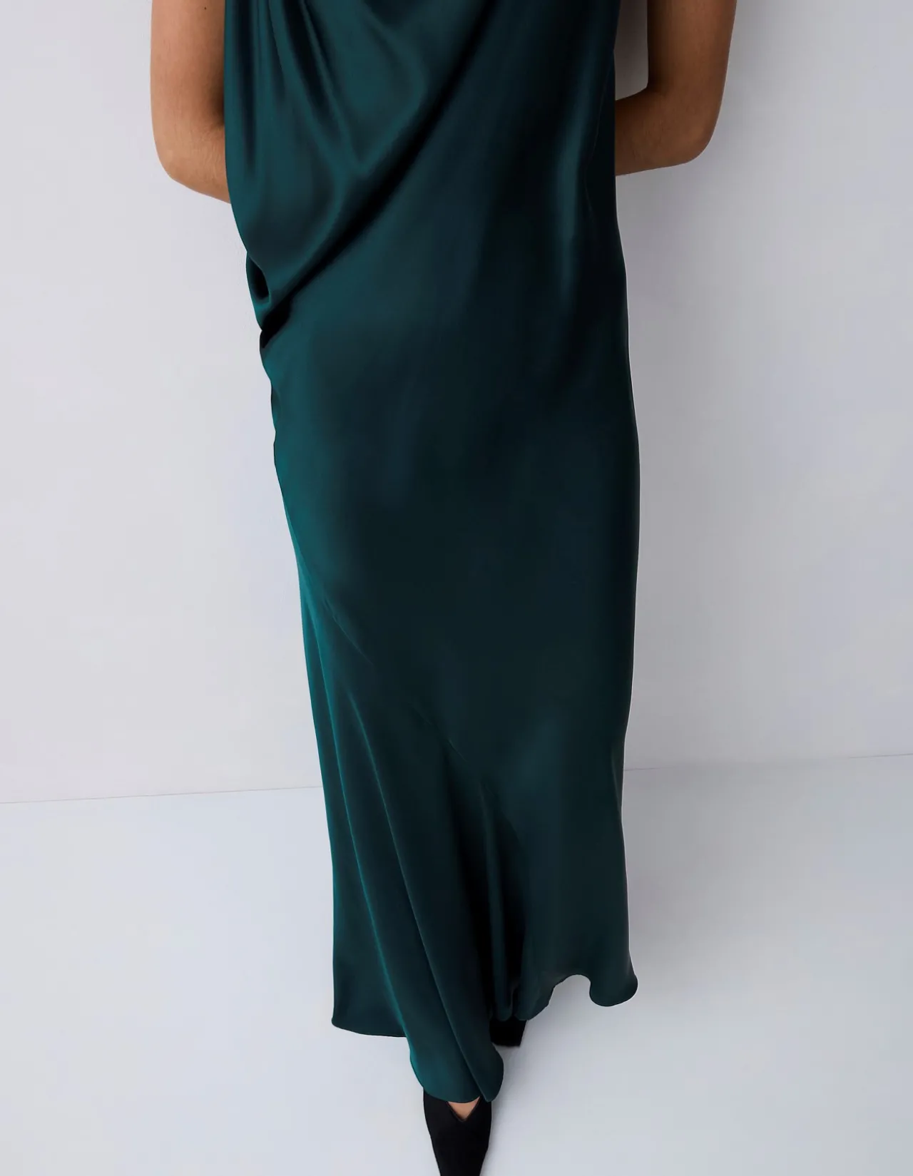 PETROL SILK SATIN ROMA GOWN