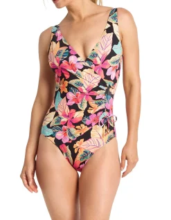 Phuket Gathered Surplice One Piece Swimsuit