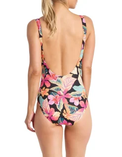 Phuket Gathered Surplice One Piece Swimsuit
