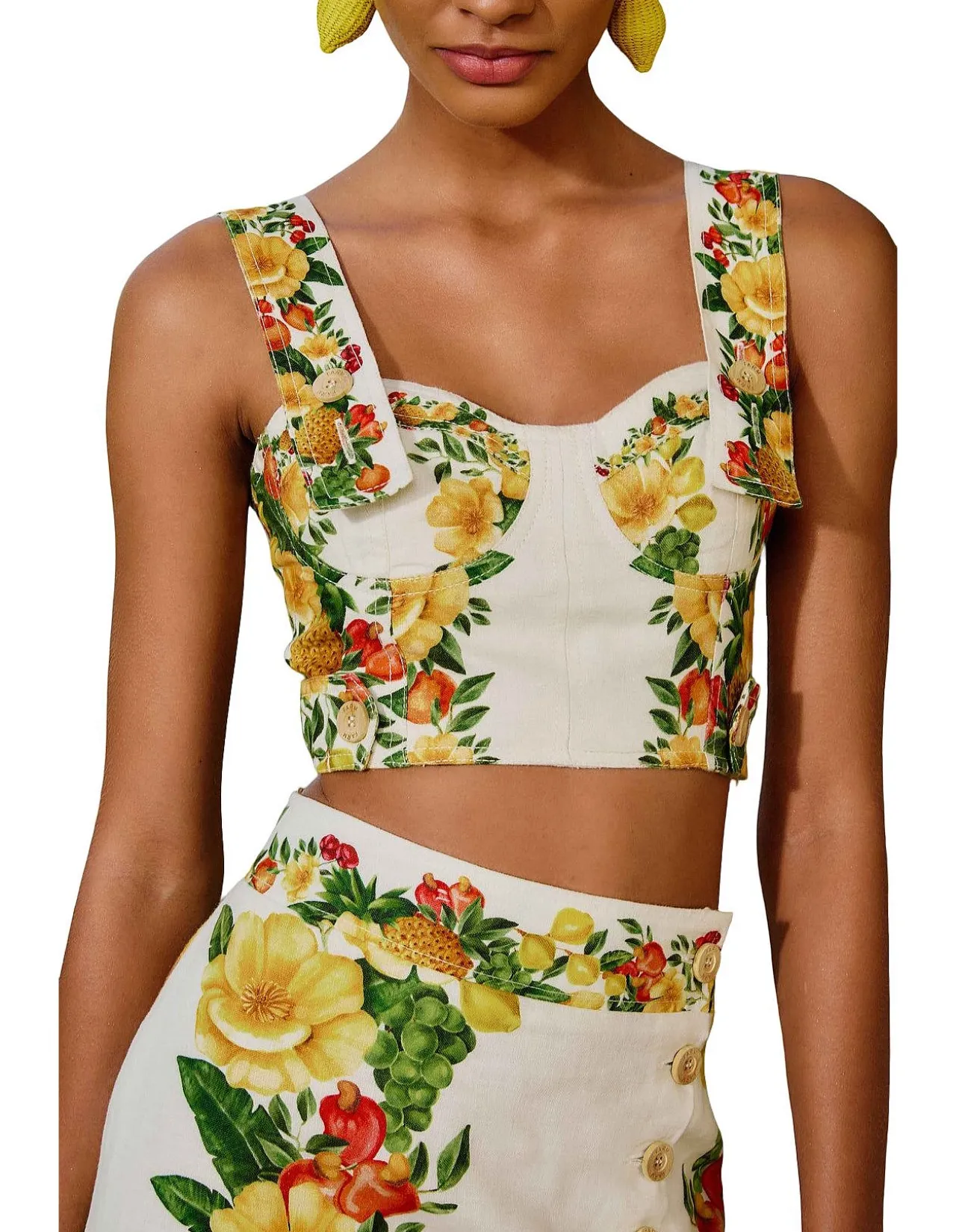 PICNIC FLOWERS CROPPED CAMISOLE TOP