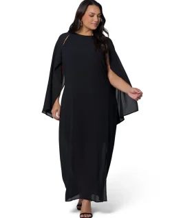 PINK DUSK-ECLIPSE CAPE MAXI DRESS