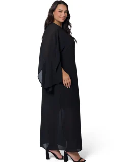 PINK DUSK-ECLIPSE CAPE MAXI DRESS