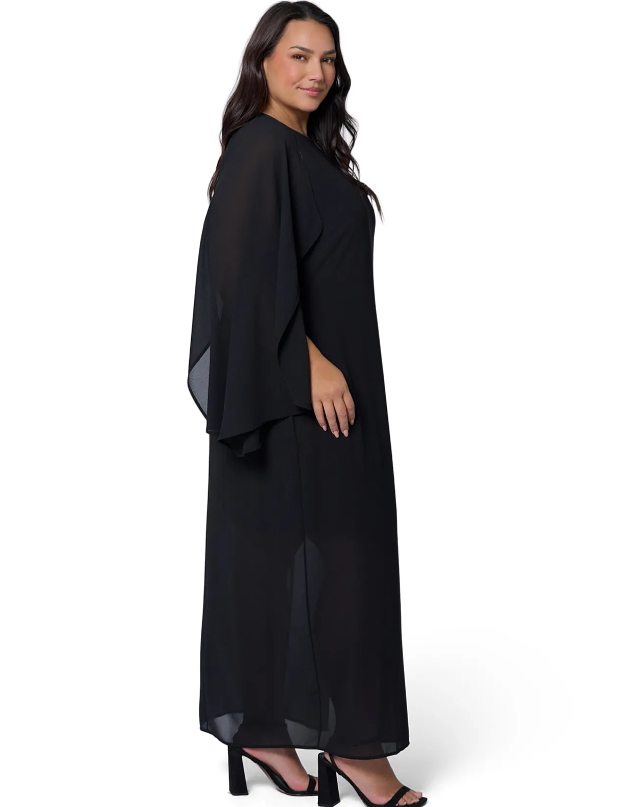 PINK DUSK-ECLIPSE CAPE MAXI DRESS