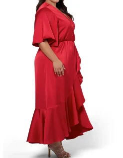 PINK DUSK - SMOULDERING WRAP MAXI DRESS