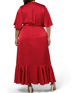 PINK DUSK - SMOULDERING WRAP MAXI DRESS
