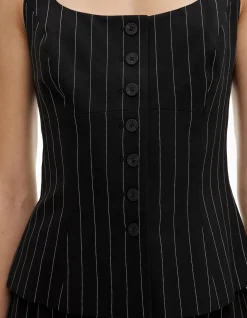 PINSTRIPE FITTED TOP
