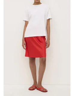 Pippa Silk Knee Length Skirt Chilli