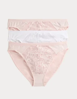 3pk Amelia Lace High Leg Knickers