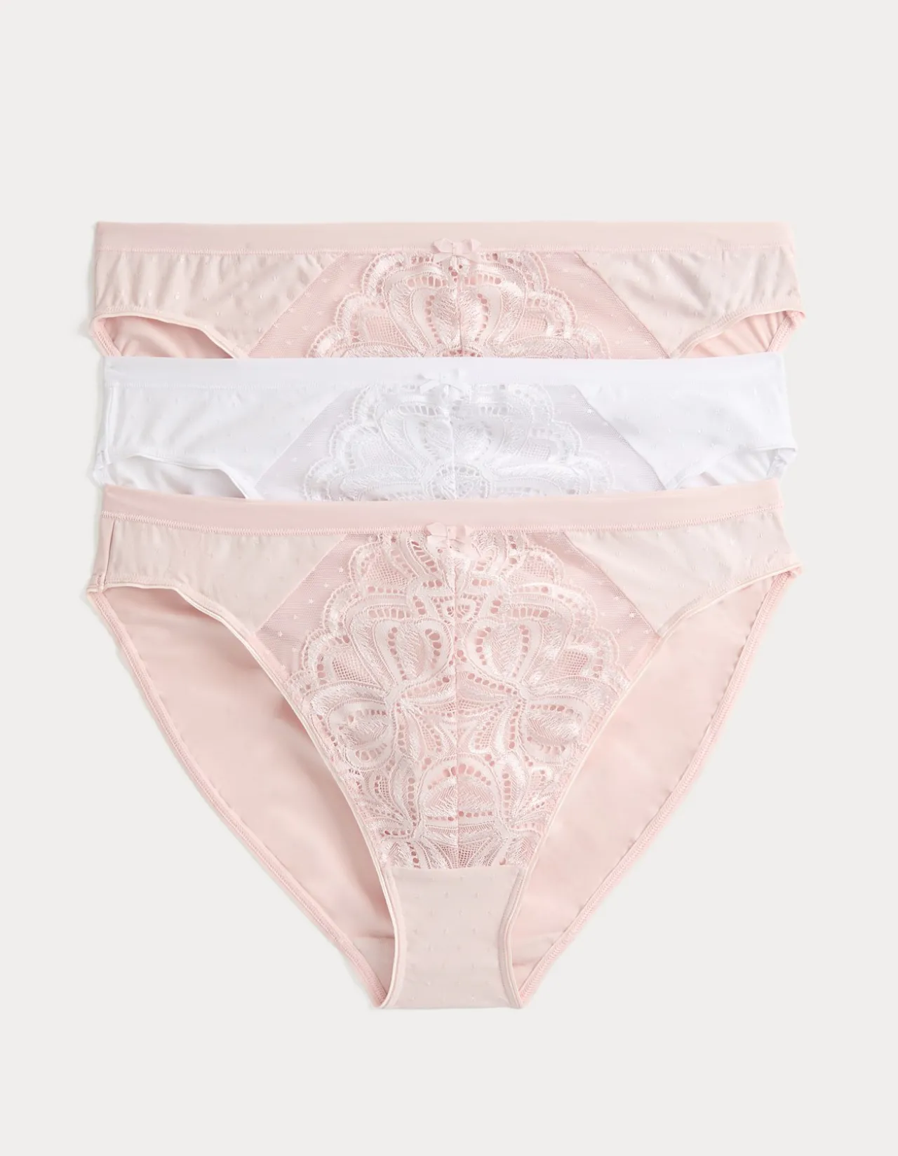 3pk Amelia Lace High Leg Knickers