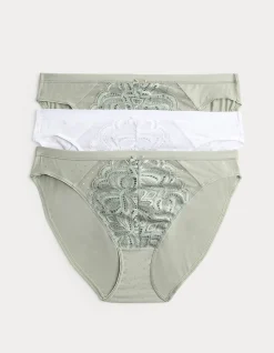 3pk Amelia Lace High Leg Knickers