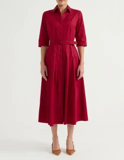 PLEATED FRONT SHIRT DRESS