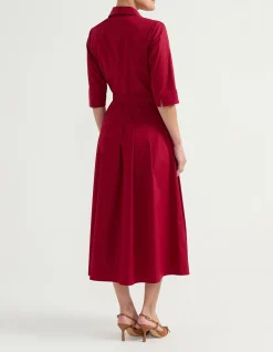 PLEATED FRONT SHIRT DRESS
