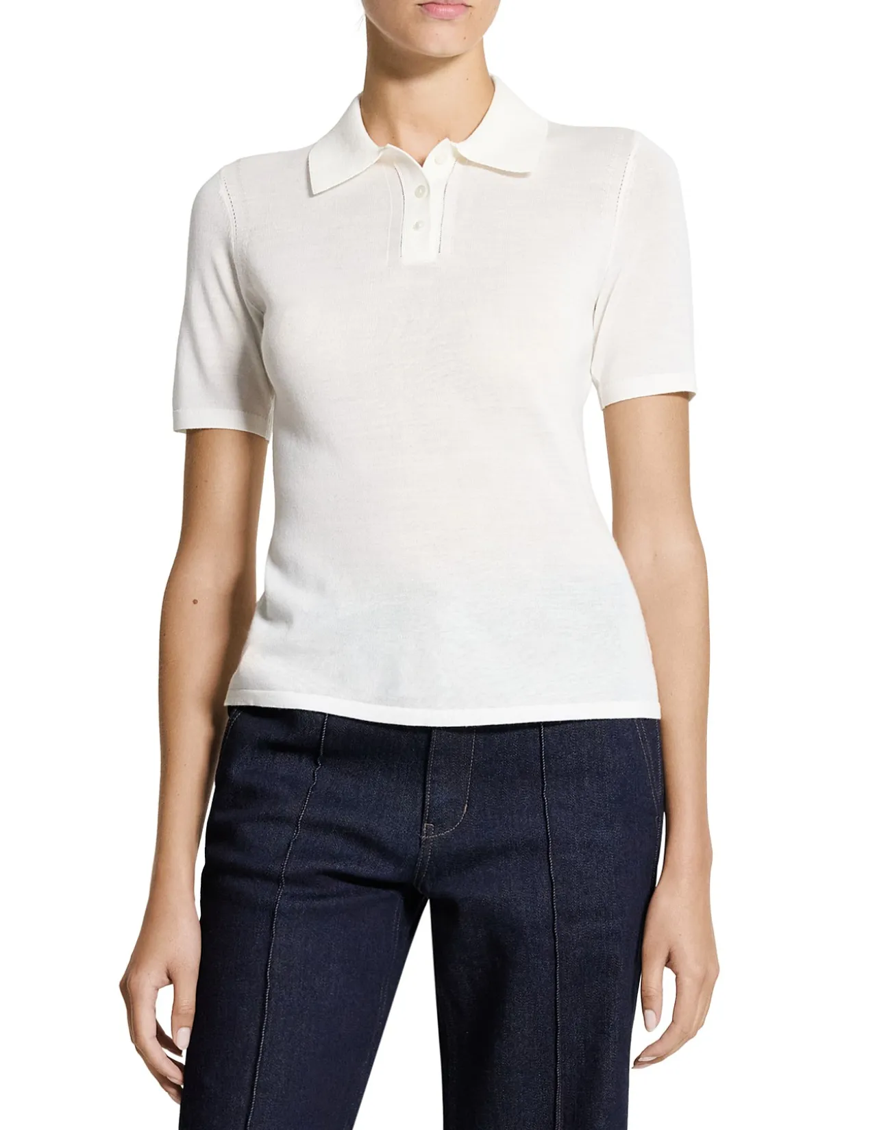Pointelle Polo in Regal Wool