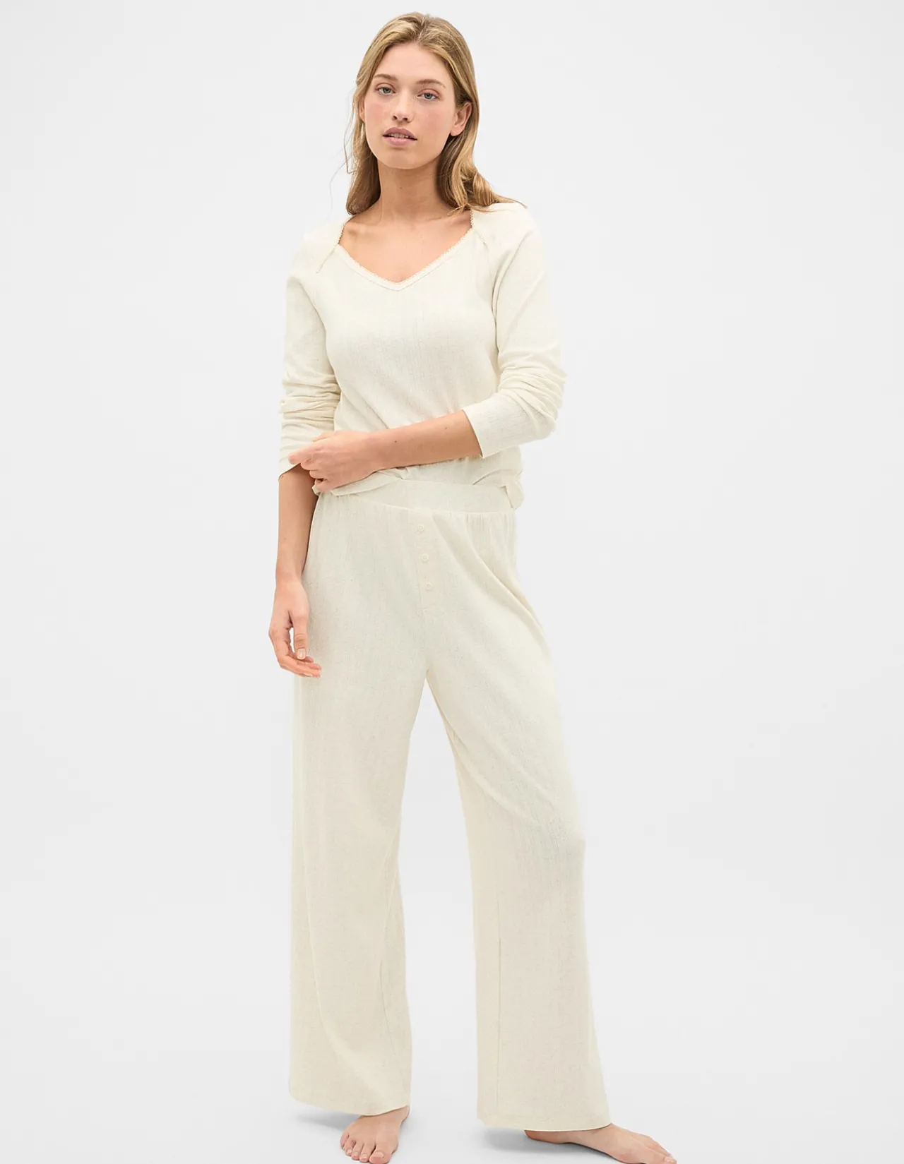 POINTELLE TOP AND PANT PJ SET