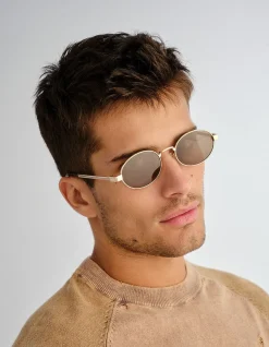 POSEIDON DEUX GOLD OVAL BROWN MONO POLARIZED SUNGLASSES