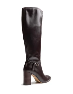 Presley Dark Brown Leather Knee High Boot