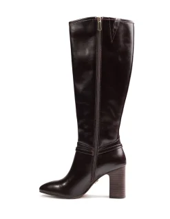 Presley Dark Brown Leather Knee High Boot