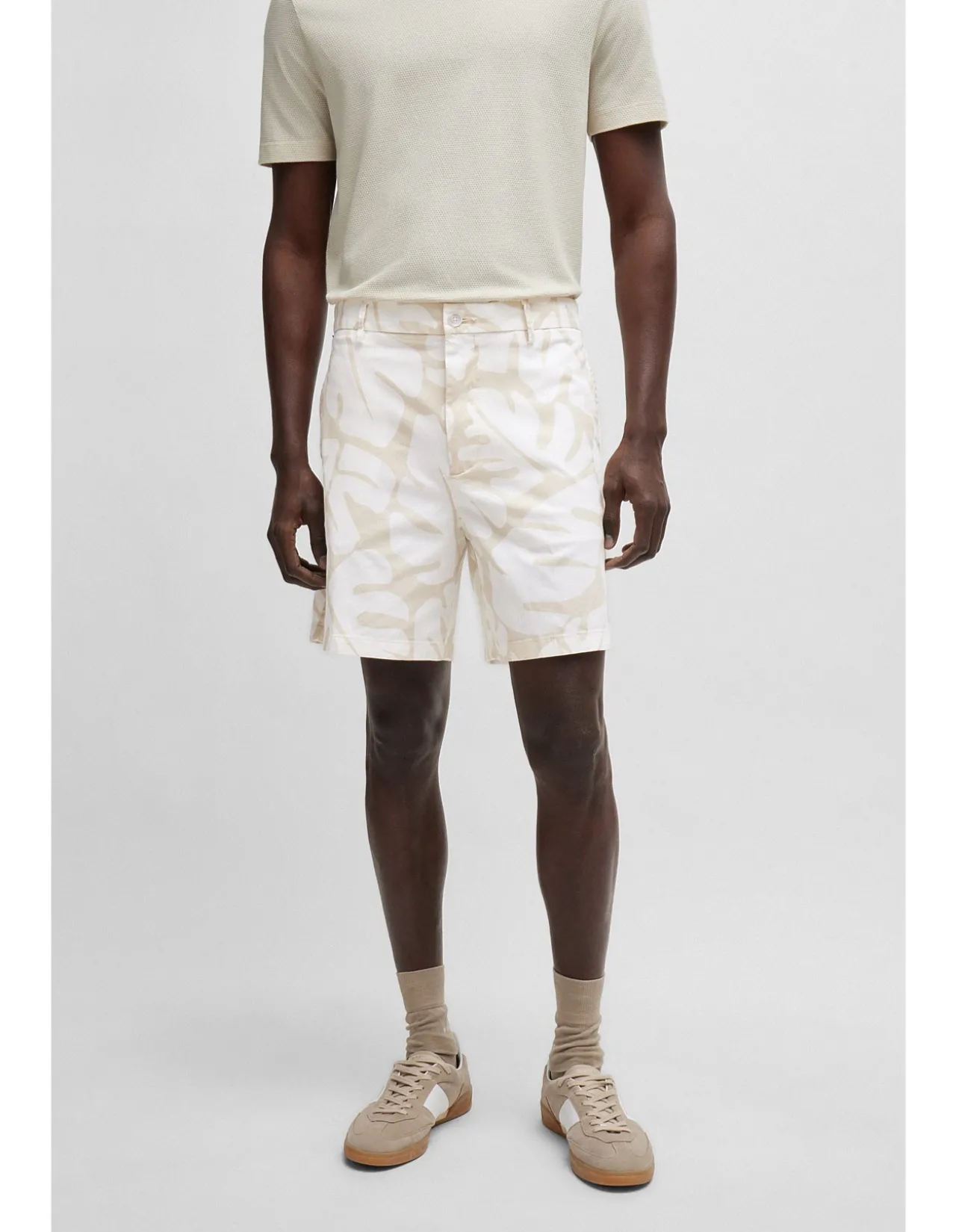 Printed Regular-Fit Shorts in Stretch-Cotton Twill