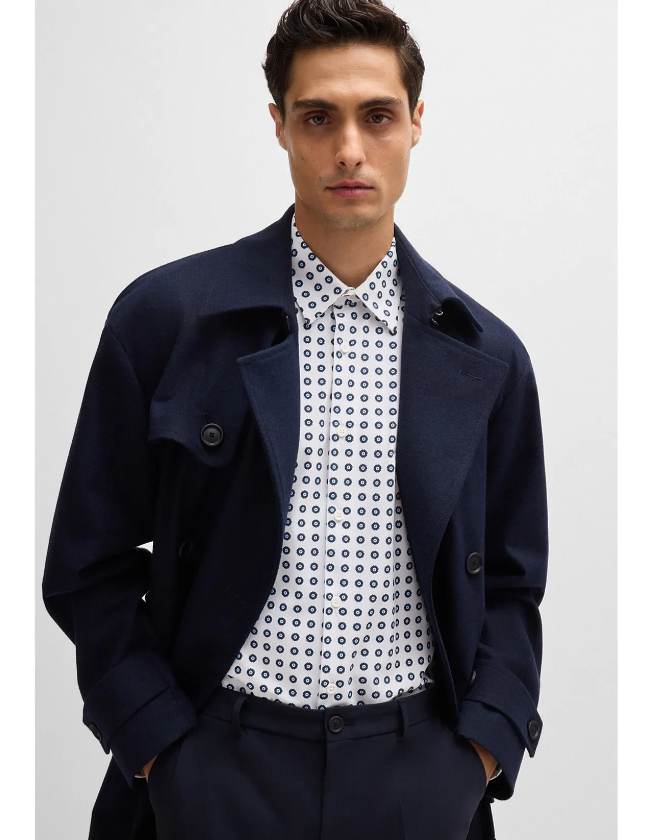 Printed Slim-Fit Shirt in Performance-Stretch Jersey