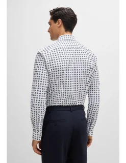Printed Slim-Fit Shirt in Performance-Stretch Jersey