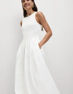 Pure Cotton Shirred Waisted Maxi Dress
