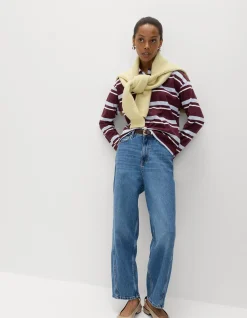 Pure Cotton Striped Long Sleeve Rugby Top