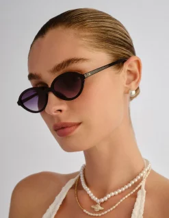 PYXIS BLACK OVAL SUNGLASSES